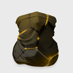Бандана-труба 3D с принтом Золотые неоновые геометрические плиты в Тюмени, 100% полиэстер, ткань с особыми свойствами — Activecool | плотность 150‒180 г/м2; хорошо тянется, но сохраняет форму | 