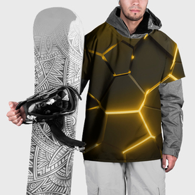 Накидка на куртку 3D с принтом Золотые неоновые геометрические плиты в Кировске, 100% полиэстер |  | Тематика изображения на принте: 
