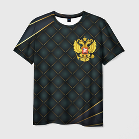Мужская футболка 3D с принтом Russia green geometry в Белгороде, 100% полиэфир | прямой крой, круглый вырез горловины, длина до линии бедер | 
