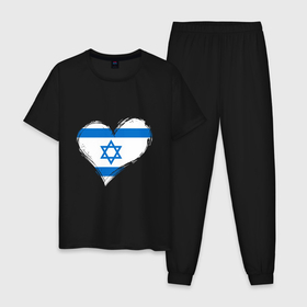 Мужская пижама хлопок с принтом Сердце   Израиль в Екатеринбурге, 100% хлопок | брюки и футболка прямого кроя, без карманов, на брюках мягкая резинка на поясе и по низу штанин
 | 
