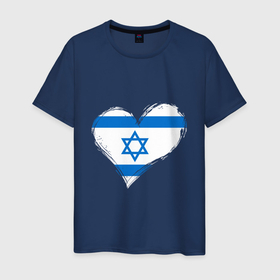 Мужская футболка хлопок с принтом Сердце   Израиль в Новосибирске, 100% хлопок | прямой крой, круглый вырез горловины, длина до линии бедер, слегка спущенное плечо. | 