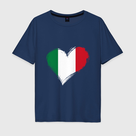 Мужская футболка хлопок Oversize с принтом Сердце   Италия в Тюмени, 100% хлопок | свободный крой, круглый ворот, “спинка” длиннее передней части | Тематика изображения на принте: 