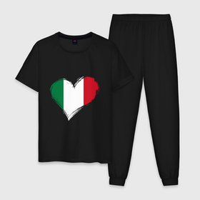 Мужская пижама хлопок с принтом Сердце   Италия в Тюмени, 100% хлопок | брюки и футболка прямого кроя, без карманов, на брюках мягкая резинка на поясе и по низу штанин
 | 