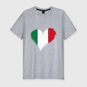 Мужская футболка хлопок Slim с принтом Сердце   Италия в Тюмени, 92% хлопок, 8% лайкра | приталенный силуэт, круглый вырез ворота, длина до линии бедра, короткий рукав | Тематика изображения на принте: 