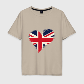 Мужская футболка хлопок Oversize с принтом Сердце   Британия в Курске, 100% хлопок | свободный крой, круглый ворот, “спинка” длиннее передней части | Тематика изображения на принте: 