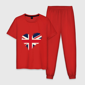 Мужская пижама хлопок с принтом Сердце   Британия в Курске, 100% хлопок | брюки и футболка прямого кроя, без карманов, на брюках мягкая резинка на поясе и по низу штанин
 | Тематика изображения на принте: 