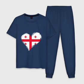 Мужская пижама хлопок с принтом Сердце   Грузия , 100% хлопок | брюки и футболка прямого кроя, без карманов, на брюках мягкая резинка на поясе и по низу штанин
 | 