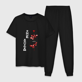 Мужская пижама хлопок с принтом Violator DM в Санкт-Петербурге, 100% хлопок | брюки и футболка прямого кроя, без карманов, на брюках мягкая резинка на поясе и по низу штанин
 | 