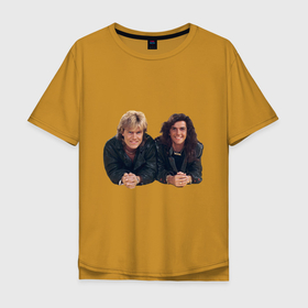 Мужская футболка хлопок Oversize с принтом Modern Talking band в Курске, 100% хлопок | свободный крой, круглый ворот, “спинка” длиннее передней части | Тематика изображения на принте: 
