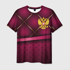 Мужская футболка 3D с принтом luxury   герб России в Екатеринбурге, 100% полиэфир | прямой крой, круглый вырез горловины, длина до линии бедер | 