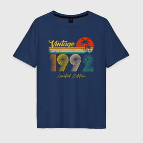 Мужская футболка хлопок Oversize с принтом Винтаж 1992 в Кировске, 100% хлопок | свободный крой, круглый ворот, “спинка” длиннее передней части | 