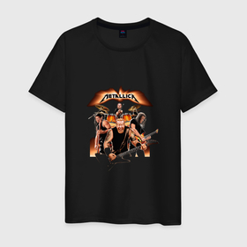 Мужская футболка хлопок с принтом Musical rock band в Белгороде, 100% хлопок | прямой крой, круглый вырез горловины, длина до линии бедер, слегка спущенное плечо. | 