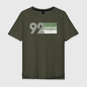Мужская футболка хлопок Oversize с принтом Число 92 линиями в Санкт-Петербурге, 100% хлопок | свободный крой, круглый ворот, “спинка” длиннее передней части | 