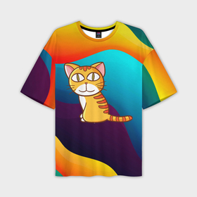 Мужская футболка oversize 3D с принтом Удивленный рыжий котик в Санкт-Петербурге,  |  | 