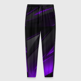 Мужские брюки 3D с принтом Черно фиолетовая геометрическая абстракция в Курске, 100% полиэстер | манжеты по низу, эластичный пояс регулируется шнурком, по бокам два кармана без застежек, внутренняя часть кармана из мелкой сетки | 