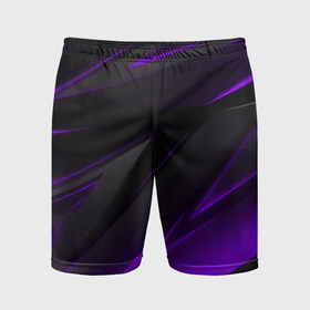 Мужские шорты спортивные с принтом Черно фиолетовая геометрическая абстракция в Санкт-Петербурге,  |  | 