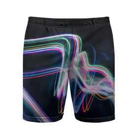 Мужские шорты спортивные с принтом Абстрактные световые линии во тьме в Белгороде,  |  | Тематика изображения на принте: 