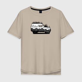 Мужская футболка хлопок Oversize с принтом Бездорожье без дорог в Тюмени, 100% хлопок | свободный крой, круглый ворот, “спинка” длиннее передней части | 