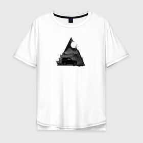 Мужская футболка хлопок Oversize с принтом Бездорожье, ночь и луна в Тюмени, 100% хлопок | свободный крой, круглый ворот, “спинка” длиннее передней части | 