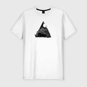 Мужская футболка хлопок Slim с принтом Бездорожье, ночь и луна в Тюмени, 92% хлопок, 8% лайкра | приталенный силуэт, круглый вырез ворота, длина до линии бедра, короткий рукав | 