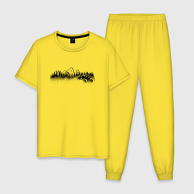 Мужская пижама хлопок с принтом Бездорожье, горы и лес в Тюмени, 100% хлопок | брюки и футболка прямого кроя, без карманов, на брюках мягкая резинка на поясе и по низу штанин
 | 