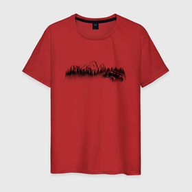 Мужская футболка хлопок с принтом Бездорожье, горы и лес в Екатеринбурге, 100% хлопок | прямой крой, круглый вырез горловины, длина до линии бедер, слегка спущенное плечо. | 