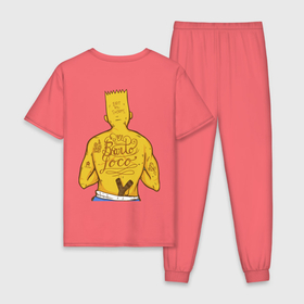 Мужская пижама хлопок с принтом Сумасшедший Барт   спина в Белгороде, 100% хлопок | брюки и футболка прямого кроя, без карманов, на брюках мягкая резинка на поясе и по низу штанин
 | 