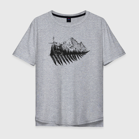Мужская футболка хлопок Oversize с принтом Бездорожье, лес и горы в Тюмени, 100% хлопок | свободный крой, круглый ворот, “спинка” длиннее передней части | 