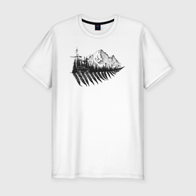 Мужская футболка хлопок Slim с принтом Бездорожье, лес и горы в Санкт-Петербурге, 92% хлопок, 8% лайкра | приталенный силуэт, круглый вырез ворота, длина до линии бедра, короткий рукав | 