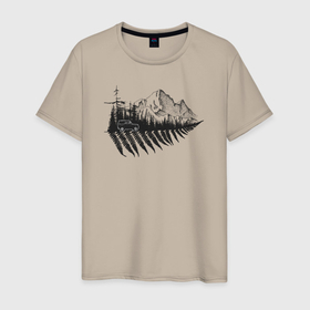 Мужская футболка хлопок с принтом Бездорожье, лес и горы в Екатеринбурге, 100% хлопок | прямой крой, круглый вырез горловины, длина до линии бедер, слегка спущенное плечо. | 