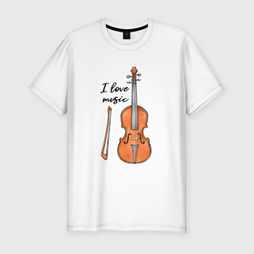Мужская футболка хлопок Slim с принтом Я люблю скрипку в Новосибирске, 92% хлопок, 8% лайкра | приталенный силуэт, круглый вырез ворота, длина до линии бедра, короткий рукав | 