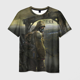 Мужская футболка 3D с принтом STALKER Тень Чернобыля Постер в Тюмени, 100% полиэфир | прямой крой, круглый вырез горловины, длина до линии бедер | Тематика изображения на принте: 