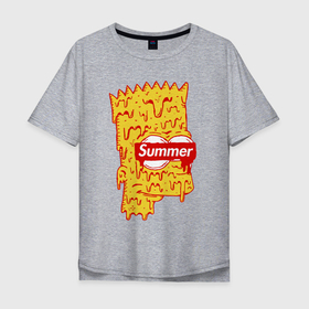 Мужская футболка хлопок Oversize с принтом Bart Simpson   Summer в Екатеринбурге, 100% хлопок | свободный крой, круглый ворот, “спинка” длиннее передней части | Тематика изображения на принте: 