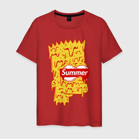Мужская футболка хлопок с принтом Bart Simpson   Summer в Екатеринбурге, 100% хлопок | прямой крой, круглый вырез горловины, длина до линии бедер, слегка спущенное плечо. | 