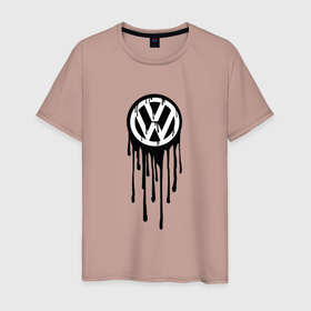 Мужская футболка хлопок с принтом Volkswagen   art logo в Новосибирске, 100% хлопок | прямой крой, круглый вырез горловины, длина до линии бедер, слегка спущенное плечо. | Тематика изображения на принте: 