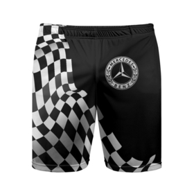 Мужские шорты спортивные с принтом Mercedes racing flag в Курске,  |  | 