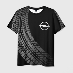 Мужская футболка 3D с принтом Opel tire tracks в Тюмени, 100% полиэфир | прямой крой, круглый вырез горловины, длина до линии бедер | Тематика изображения на принте: 
