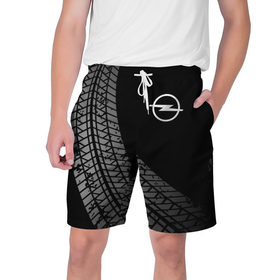 Мужские шорты 3D с принтом Opel tire tracks в Екатеринбурге,  полиэстер 100% | прямой крой, два кармана без застежек по бокам. Мягкая трикотажная резинка на поясе, внутри которой широкие завязки. Длина чуть выше колен | Тематика изображения на принте: 