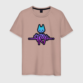 Мужская футболка хлопок с принтом игра блуждающий кот Stray , 100% хлопок | прямой крой, круглый вырез горловины, длина до линии бедер, слегка спущенное плечо. | 