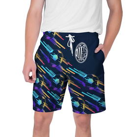 Мужские шорты 3D с принтом AC Milan градиентные мячи ,  полиэстер 100% | прямой крой, два кармана без застежек по бокам. Мягкая трикотажная резинка на поясе, внутри которой широкие завязки. Длина чуть выше колен | 