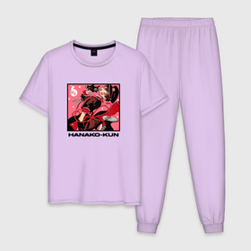 Мужская пижама хлопок с принтом Поющий Ханако   Туалетный мальчик Ханако кун в Кировске, 100% хлопок | брюки и футболка прямого кроя, без карманов, на брюках мягкая резинка на поясе и по низу штанин
 | 