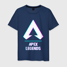 Мужская футболка хлопок с принтом Apex Legends в стиле glitch и баги графики в Курске, 100% хлопок | прямой крой, круглый вырез горловины, длина до линии бедер, слегка спущенное плечо. | 