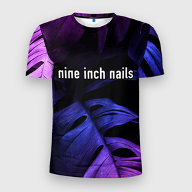 Мужская футболка 3D Slim с принтом Nine Inch Nails neon monstera в Петрозаводске, 100% полиэстер с улучшенными характеристиками | приталенный силуэт, круглая горловина, широкие плечи, сужается к линии бедра | Тематика изображения на принте: 