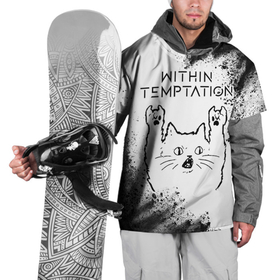 Накидка на куртку 3D с принтом Within Temptation рок кот на светлом фоне в Петрозаводске, 100% полиэстер |  | 