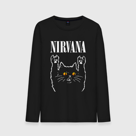Мужской лонгслив хлопок с принтом Nirvana rock cat в Белгороде, 100% хлопок |  | 