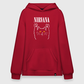 Худи SuperOversize хлопок с принтом Nirvana rock cat в Екатеринбурге, 70% хлопок, 30% полиэстер, мягкий начес внутри | карман-кенгуру, эластичная резинка на манжетах и по нижней кромке, двухслойный капюшон
 | 