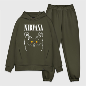 Мужской костюм хлопок OVERSIZE с принтом Nirvana rock cat в Петрозаводске,  |  | 