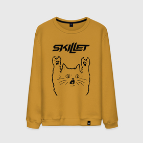 Мужской свитшот хлопок с принтом Skillet   rock cat в Санкт-Петербурге, 100% хлопок |  | Тематика изображения на принте: 
