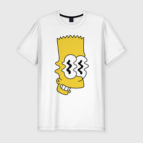 Мужская футболка хлопок Slim с принтом Bart Simpson   glitch , 92% хлопок, 8% лайкра | приталенный силуэт, круглый вырез ворота, длина до линии бедра, короткий рукав | 