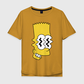 Мужская футболка хлопок Oversize с принтом Bart Simpson   glitch , 100% хлопок | свободный крой, круглый ворот, “спинка” длиннее передней части | 
